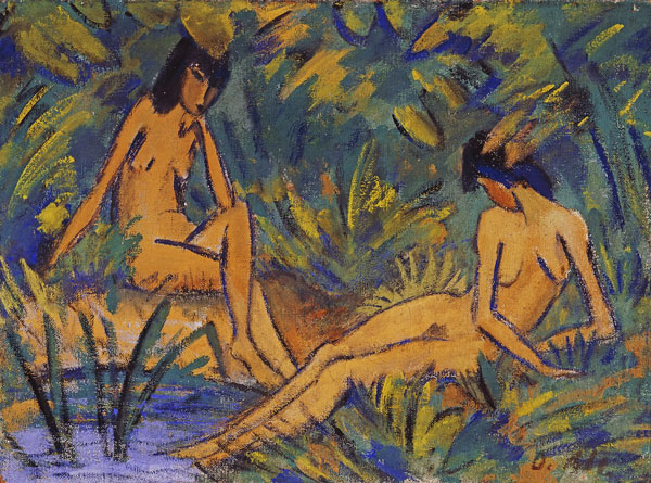 Girls sitting by the water from Otto Mueller