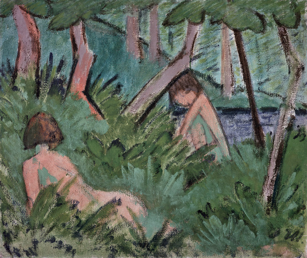 Two girls in the woods from Otto Mueller