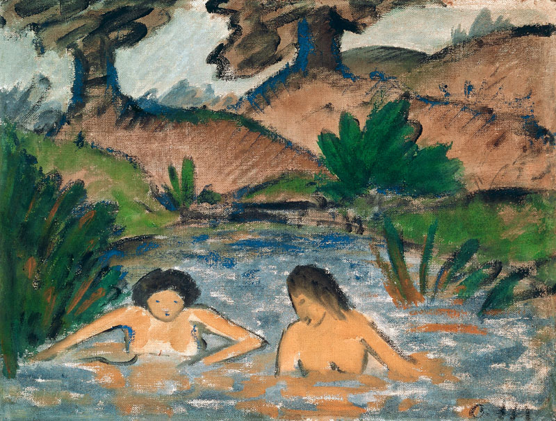 Two girls taking a bath from Otto Mueller