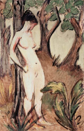 Nude Standing Against a Tree from Otto Mueller