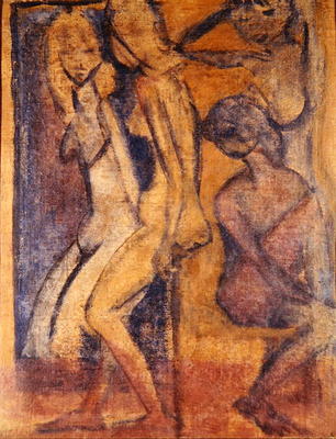 Three Girls, 1922 (oil on canvas) (see 274039 for recto) from Otto Mueller