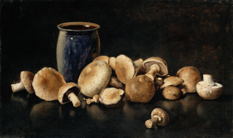 Still Life with Blue Vase and Mushrooms from Otto Scholderer