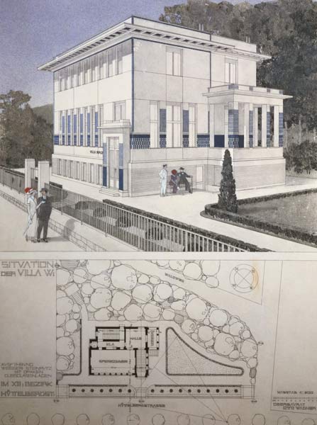 Villa Wagner, Vienna, design showing the - Otto Wagner as art print or hand  painted oil.