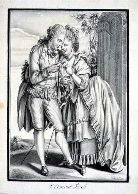 'L'Amour Fixe' (The Reconciliation) 1771 (pen & ink and grey wash on paper) from P. Boitet
