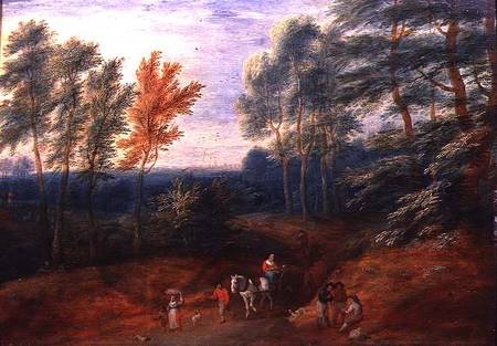 A Wooded Landscape with Travellers in a Haycart from P. Boudewyns