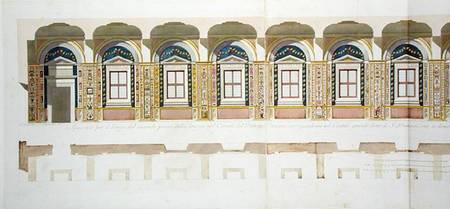 Vertical section of the second floor of the Raphael Loggia at the Vatican, from 'Delle Loggie di Raf from P. Savorelli