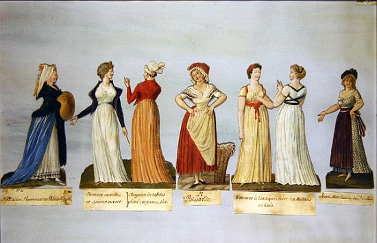 Dresses and costumes in vogue during the French Revolution from P. A. Lesueur