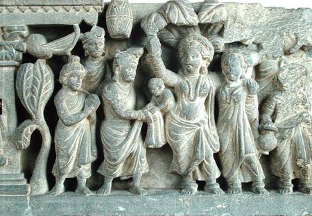 Relief depicting the birth of the Future Buddha, Greco-Buddhist style from Pakistani School