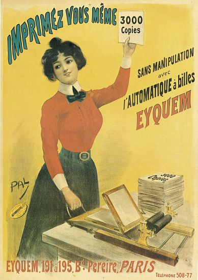 Poster advertising 'Eyquem' printers from Pal