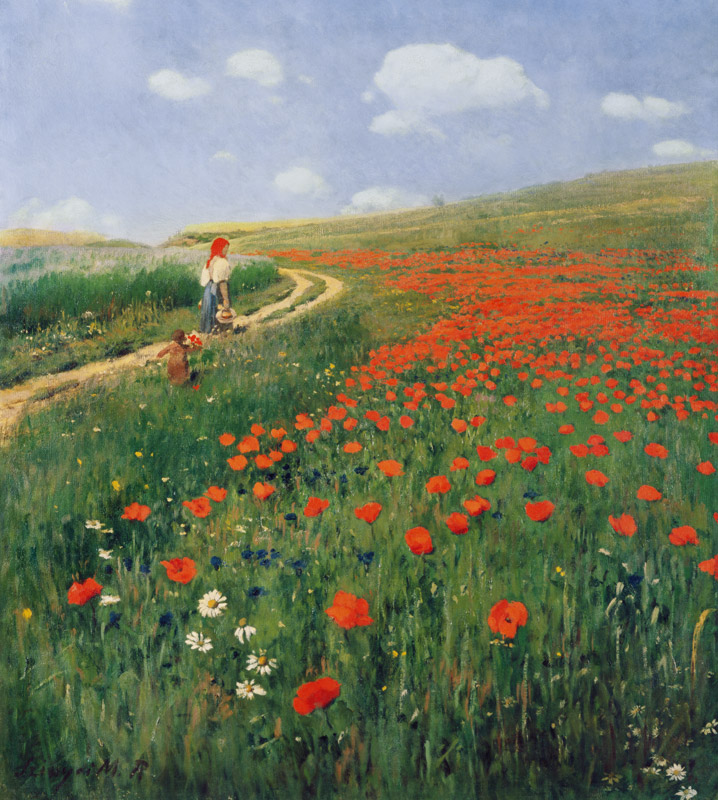 Summer landscape with a blossoming poppy from Pál Szinyei-Merse