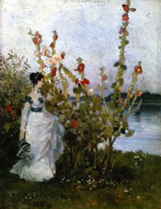 Lady at the mallow bush. from Pál Szinyei-Merse