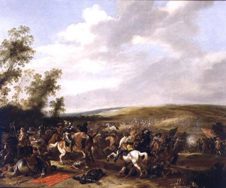 Battle Scene at Lutzen between King Gustavus Adolfus of Sweden against the Troops of Wallenstein from Palamedes Palamedesz