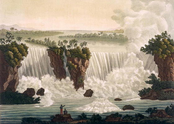 Niagara Falls, 1818, from 'Le Costume Ancien et Moderne', Volume I, plate 30, by Jules Ferrario, pub from Paolo Fumagalli