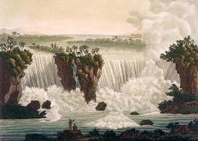 Niagara Falls, 1818, from 'Le Costume Ancien et Moderne', Volume I, plate 30, by Jules Ferrario, pub