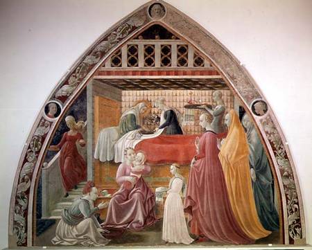 The Birth of the Virgin, from the cycle of the Lives of the Virgin and St. Stephen from the Cappella from Paolo Uccello