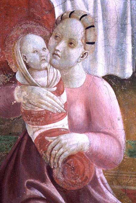 The Lives of The Virgin and St. Stephen, detail showing a mother and child, from the Cappella dell'A from Paolo Uccello