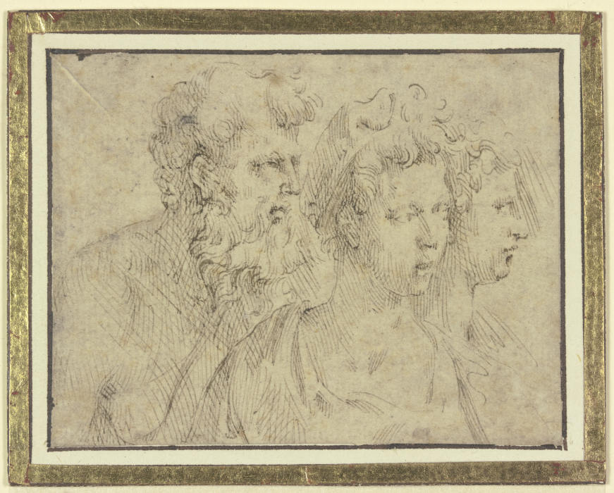 Köpfe eines bärtigen Mannes und zweier Frauen from Parmigianino