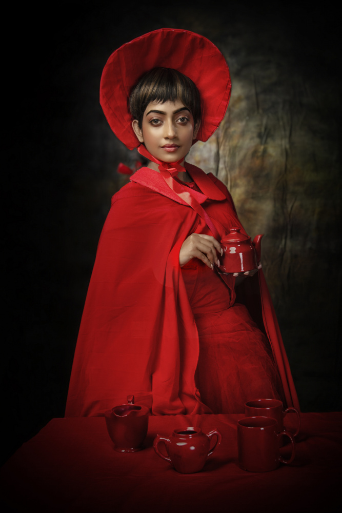 THE GIRL WITH RED TEA SET from PARTHA BHATTACHARYYA
