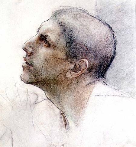 Study for Simon in 'The Supper at Emmaus' (charcoal & chalk on paper) from Pascal A.J. Dagnan-Bouveret
