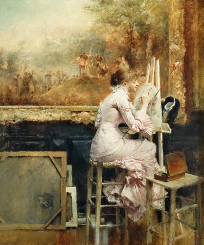 Young Watercolourist in the Louvre from Pascal A.J. Dagnan-Bouveret