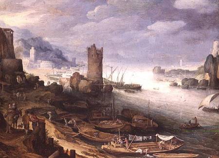 River Scene with a Ruined Tower from Paul Brill or Bril