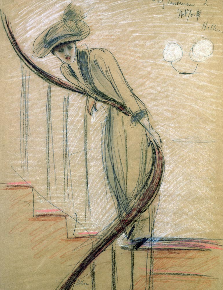 The Staircase (crayon on paper) from Paul Cesar Helleu