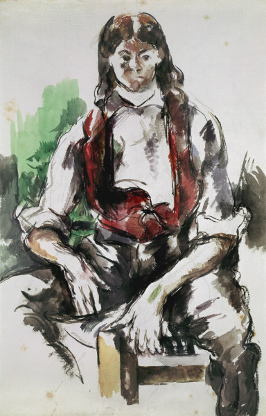 Young man with Red Vest from Paul Cézanne