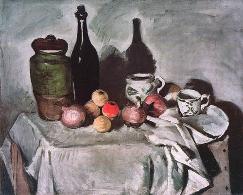 Still life with fruits and dishes from Paul Cézanne