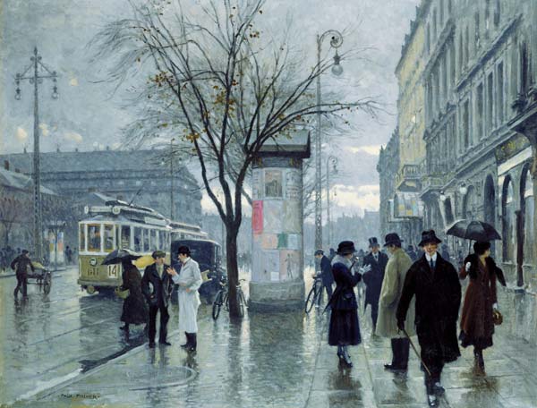 The Vesterbrogade in Copenhagen on a rainy day from Paul Fischer