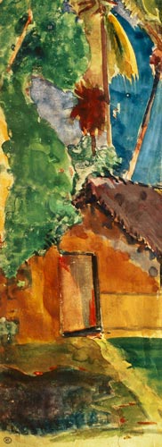 Strohhütte unter Palmen - Detail from Paul Gauguin