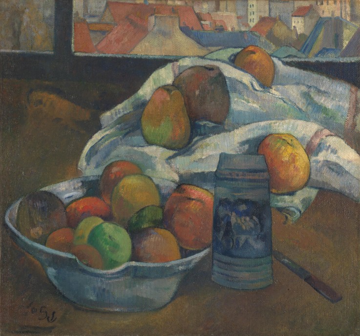 Bowl of Fruit and Tankard before a Window from Paul Gauguin