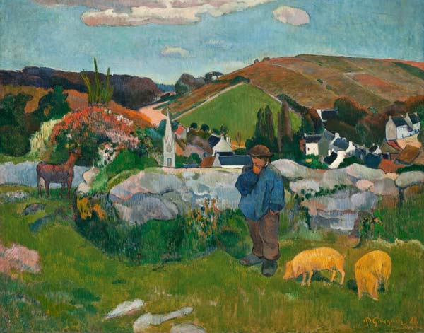 Coutryside in Bretagne (hurd of pigs) from Paul Gauguin