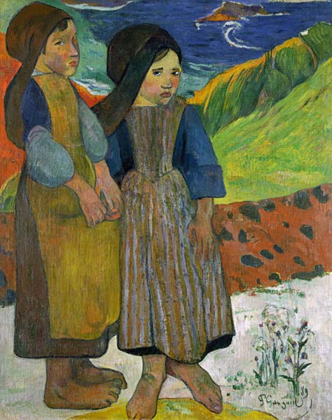 Two Breton Girls by the Sea from Paul Gauguin