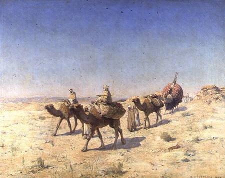 A Camel Train from Paul John Baptiste Lazerges