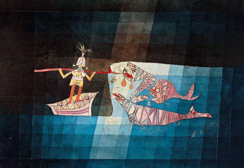 Fight scene out of the funny -- fantastic opera of the seafarers from Paul Klee