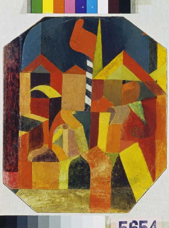 Architecture with the red flag from Paul Klee