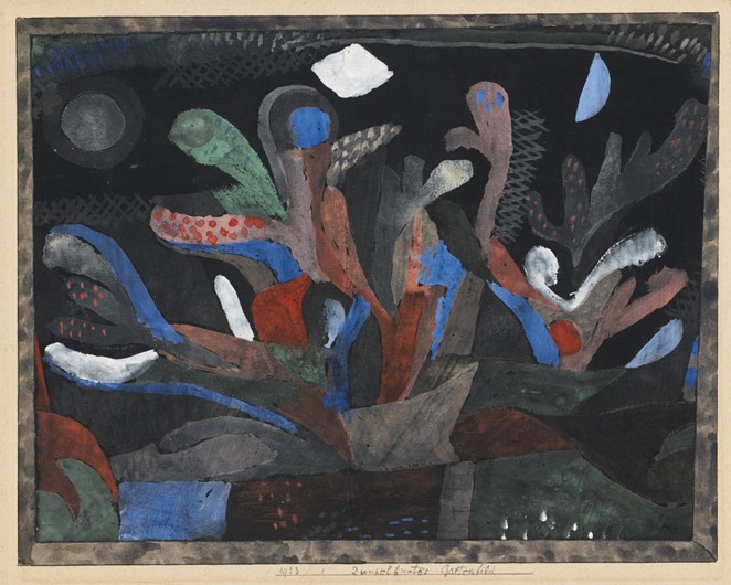 Picture of a garden in dark colours (Dunkelbuntes Gartenbild) from Paul Klee
