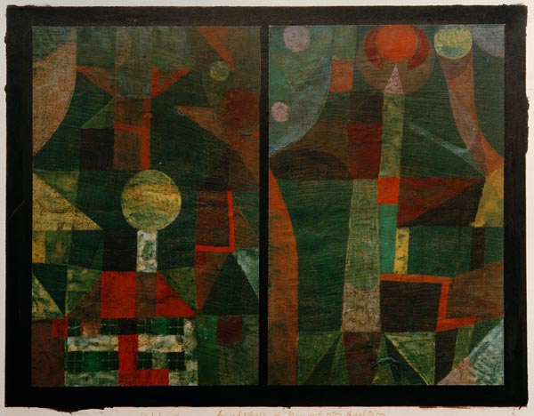 Landschaft in Gruen mit roten from Paul Klee