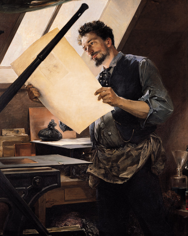 Felicien Rops (1833-98) in his studio from Paul Mathey