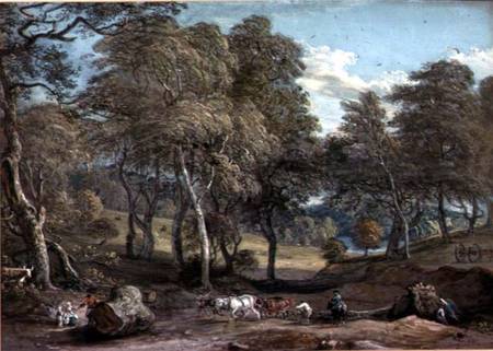 Windsor Forest with Oxen Drawing Timber from Paul Sandby