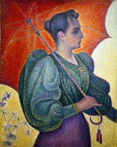 Portrait the Berthe Signac with umbrella. from Paul Signac
