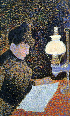 Woman by a lamp, 1890 (panel) from Paul Signac