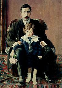Armand Franzewitsch Auber with his son from Pawel Nikolajewitsch Filonow