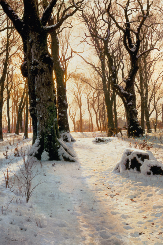 Winter woods with deer. from Peder Moensted