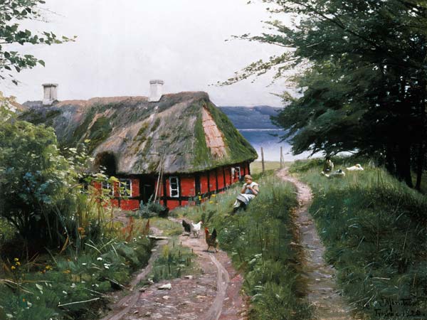 Summer idyll in front of the fisherman hut from Peder Moensted