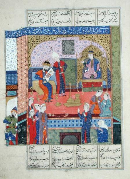 Ms D-184 fol.381a Interior of the King of Persia's Palace, illustration from the 'Shahnama' (Book of from Persian School