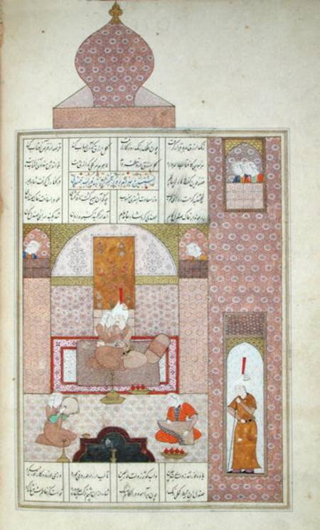 Ms D-212 fol.221b Bahram (420-28) Visits the Princess of Rum, illustration to 'The Seven Princesses' from Persian School