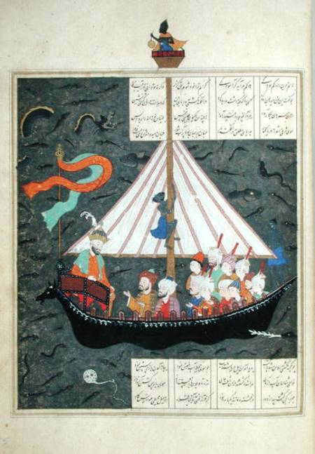 Ms D-212 fol.353a The Journey of Alexander the Great (356-323 BC) on the China Sea, illustration to from Persian School