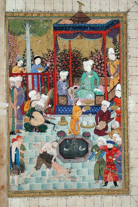 Ms C-822 fol.1v A Princely Reception, illustration from the 'Shahnama' (Book of Kings), by Abu'l-Qas from Persian School