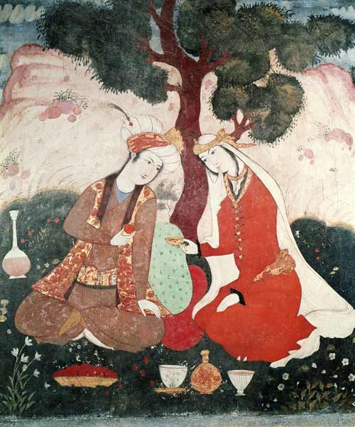 Scene galante from the era of Shah Abbas I, 1585-1627 (detail) from Persian School